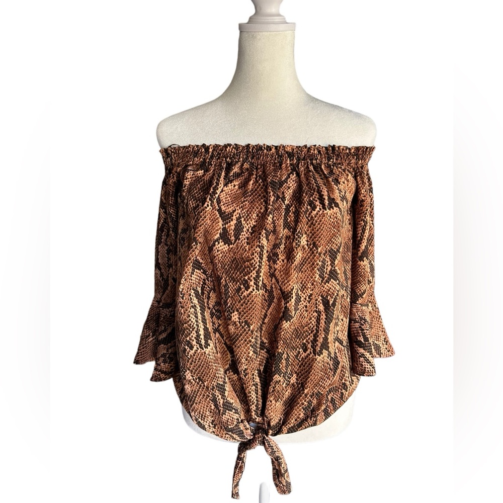 Express Snakeskin Blouse Tie Top Size Small NWOT